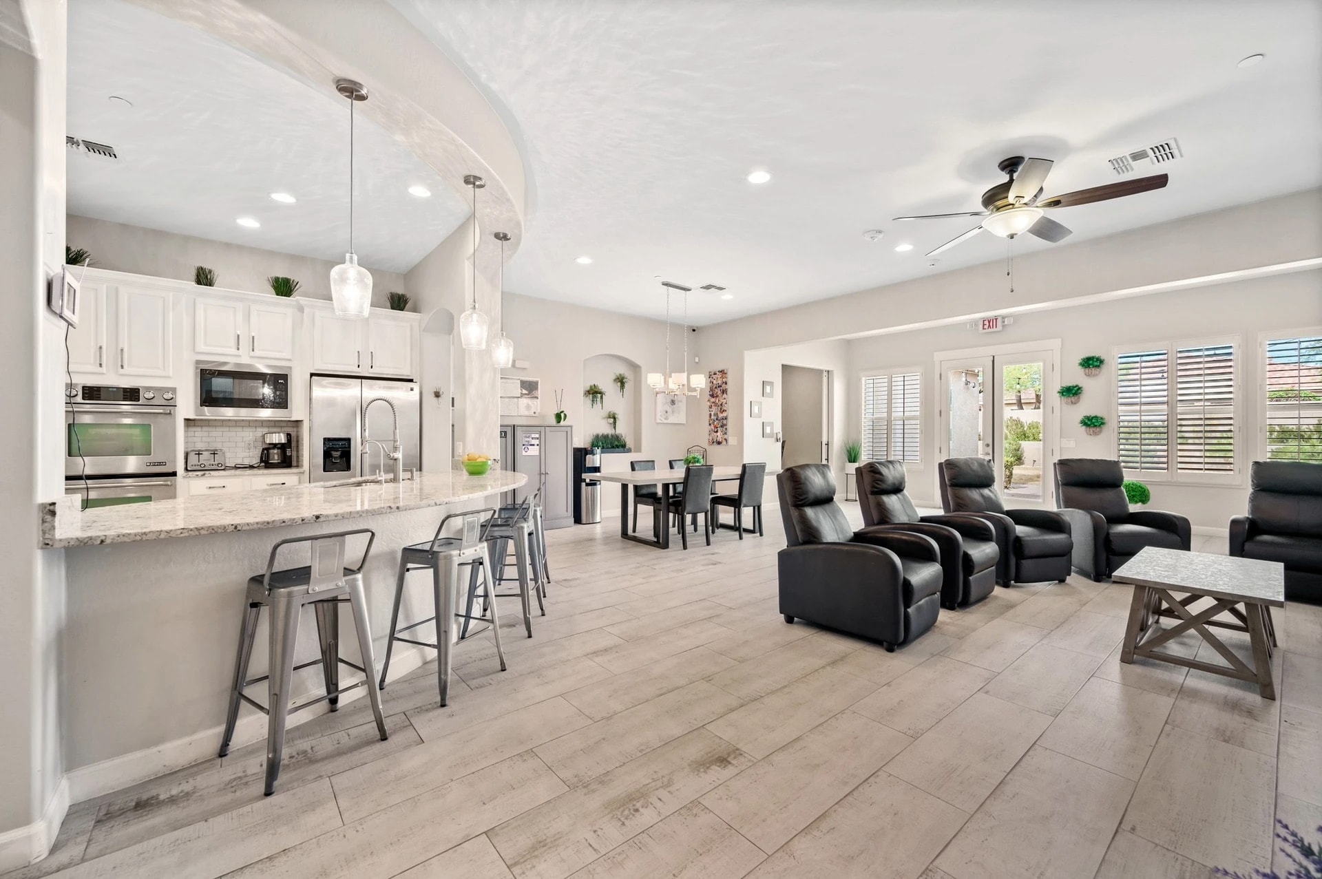 kitchen area of an skylight assisted living facility