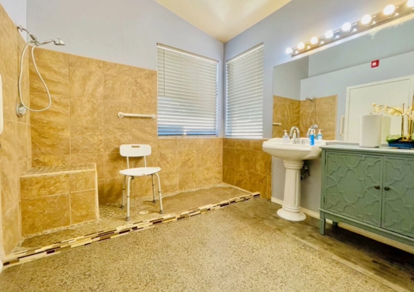a bathroom in an assized living home