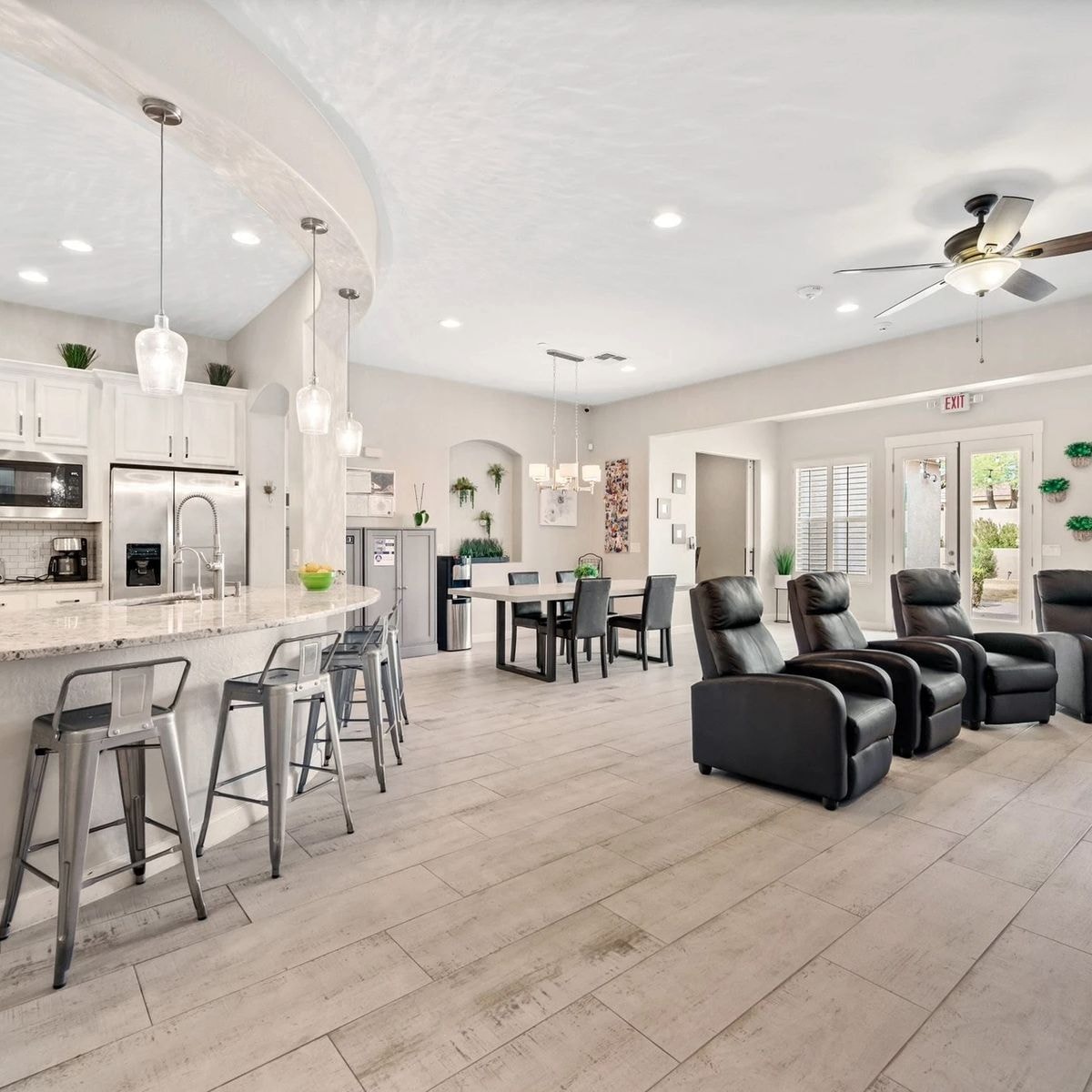 kitchen area of an skylight assisted living facility