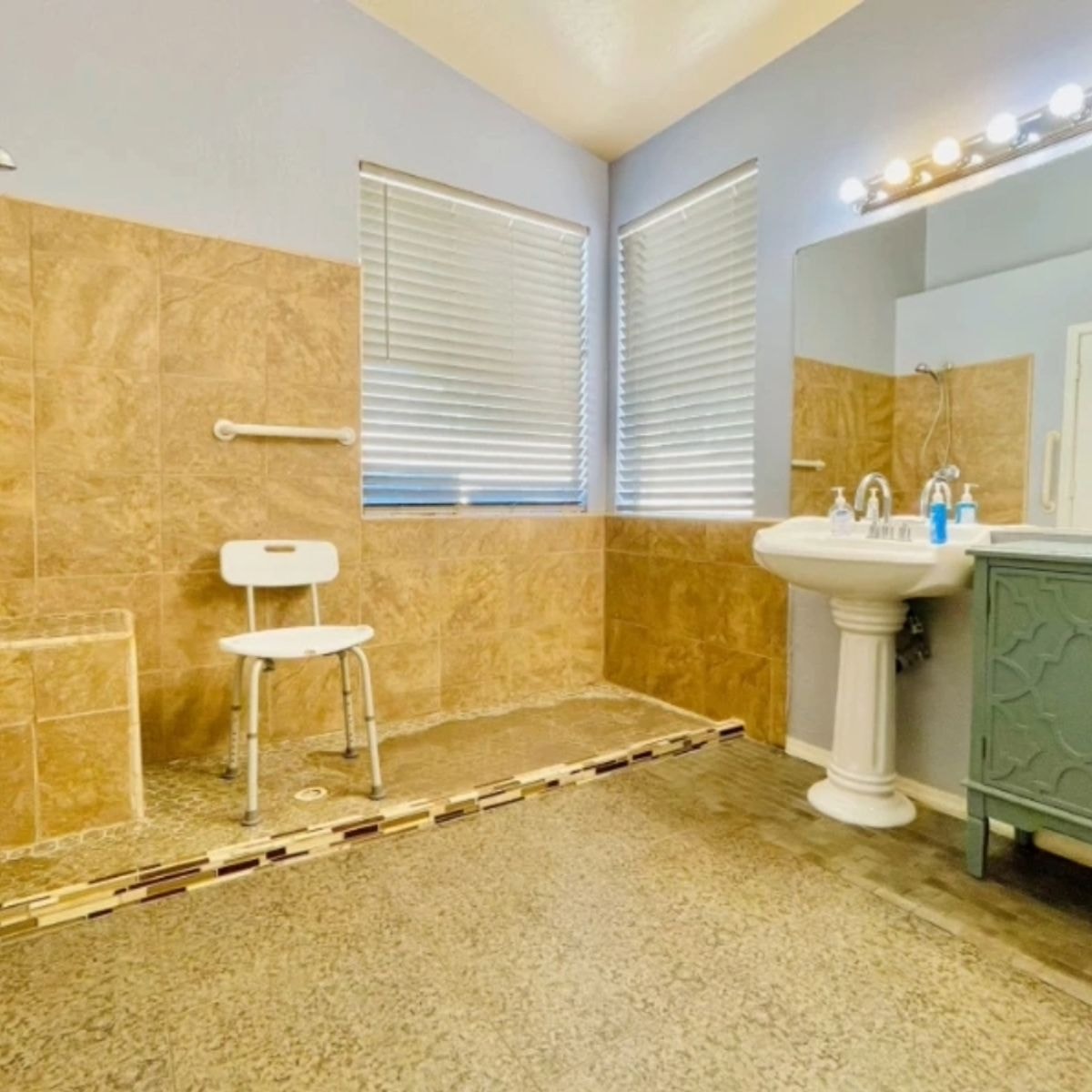 a bathroom in an assized living home